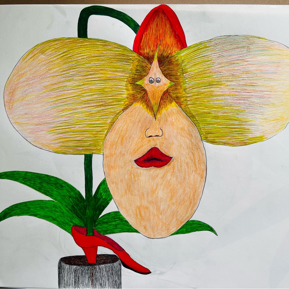 Water color print of a lady sleeper.